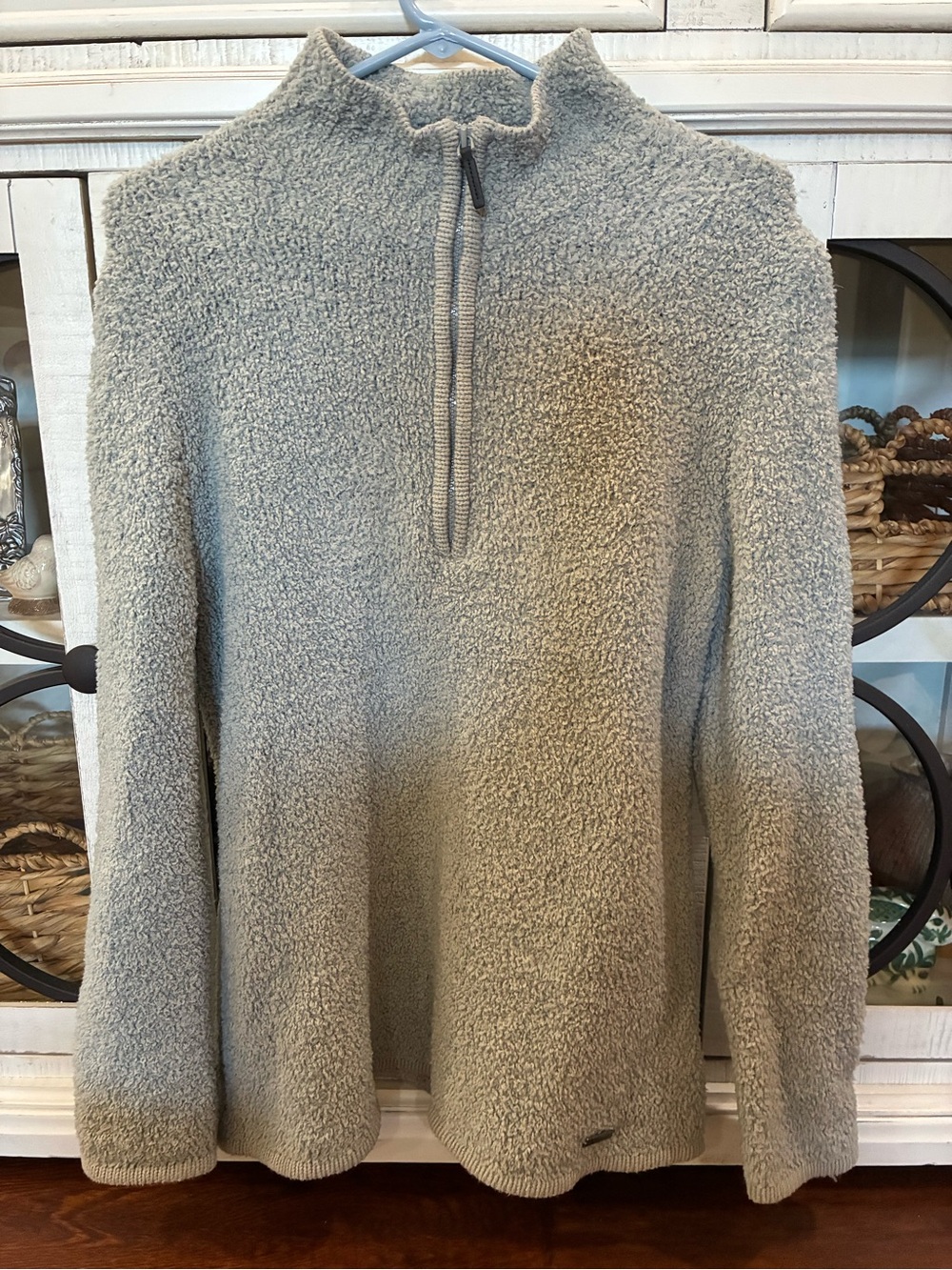 Natural Reflections Women's Light Gray Sherpa Zip-Up Pullover